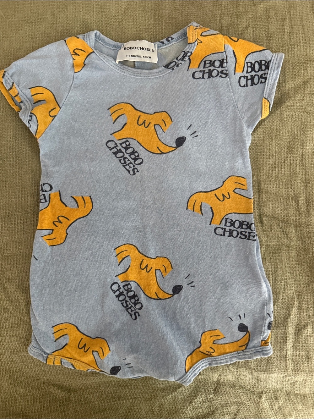 Bobo Choses Light Blue Tee with Yellow Dog Print